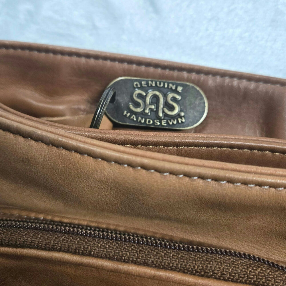 SAS Brown Leather Handbag Shoulder Purse Crossbody made in USA, Vintage - Picture 4 of 7